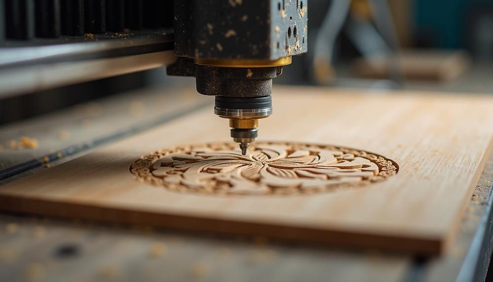 CNC carving a custom pattern into wood